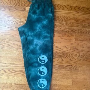 PacSun Blue Tie-Dye Joggers with Yin-Yang Motif